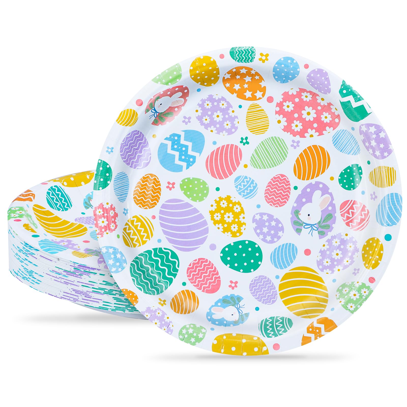BFB Easter Paper Plates 25cm, Pack of 50 Dinner Plates Set 10 Inch Disposable Party Tableware for Easter Spring Holiday