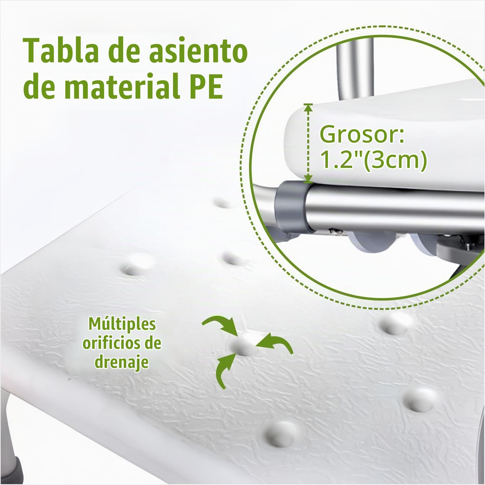 Silla de ducha deslizante con asiento giratorio, banco de transferencia de bañera para ancianos, discapacitados y discapacitados, asiento giratorio de 360°, altura ajustable de 14 a 19 pulgadas