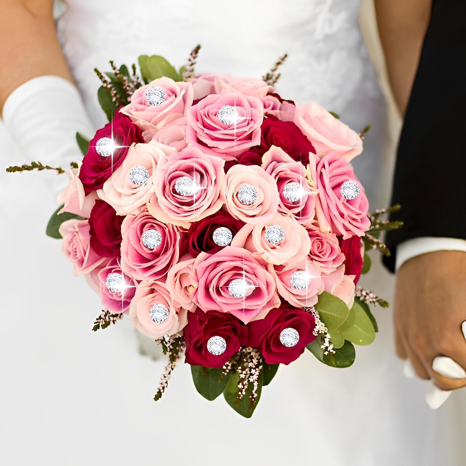 2 PCS Bride Flower Bouquet Holder with 50 PCS Bouquet Pins Foam Floral Bouquet Handle Wedding Bouquet Handle Holders for Fresh and Artificial Flower Arrangements Wedding Supplies Decoration