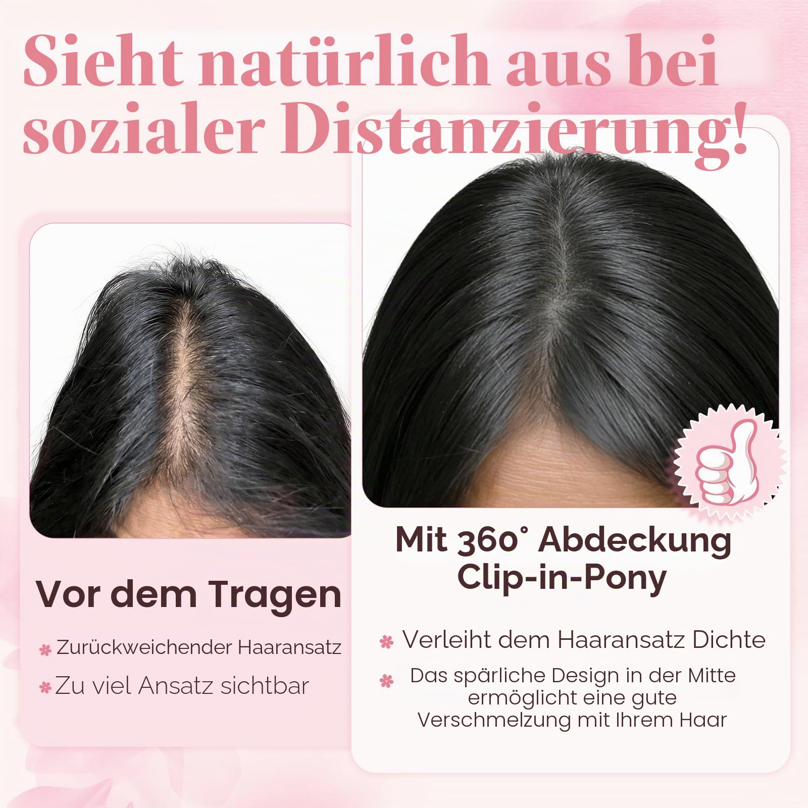 Rich Choices Clip in Pony Echthaar 100% Remy Haarteil Echthaar Pony Haarteil Clip in Hair Topper für Damen Kurz Haar Extentions 9g #4 Mittelbraun Curtain Bangs