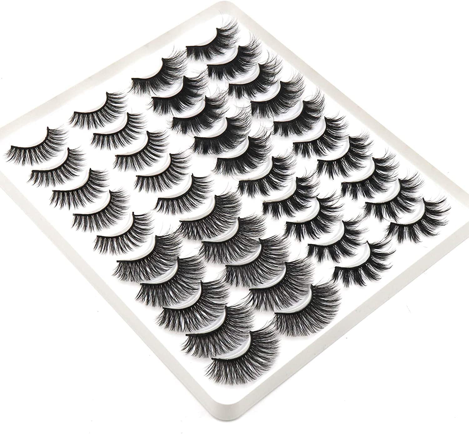 HANSPY False Eyelashes, Fluffy Crossed Faux Mink Eyelashes, 4 Styles, 20 works, 6D Wispy, Natural, Thick Eyelashes, Multipack (ZC06) - Image 4