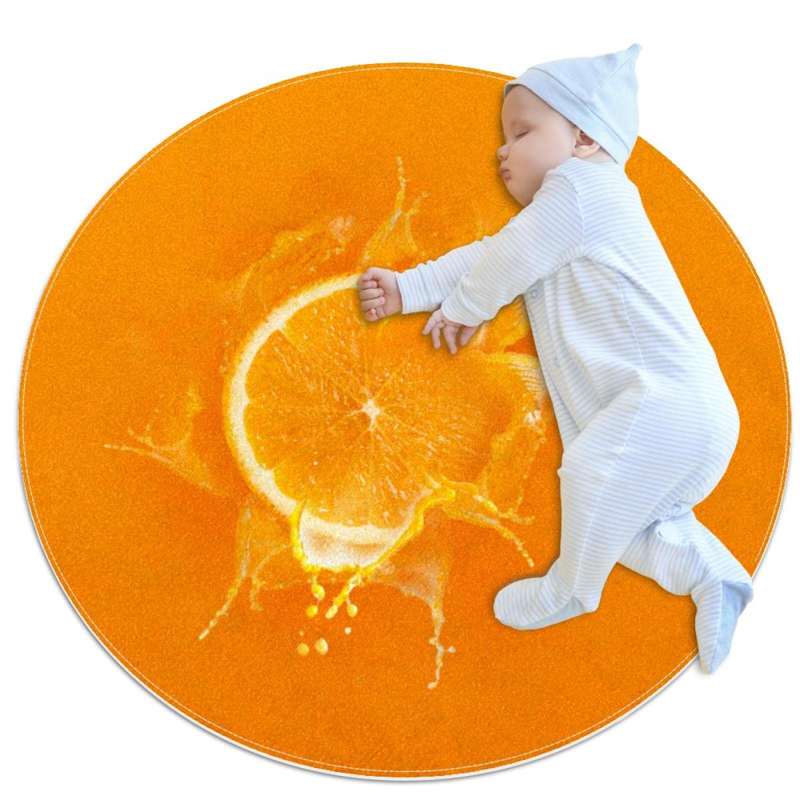 Tapis d'intérieur rond antidérapant lavable en machine 80 cm