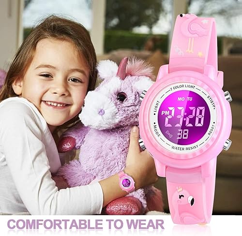 Miniatura 5 de Relojes LED impermeables para niños con alarma, juguetes para niños, regalos para niñas de 3 a 10 años