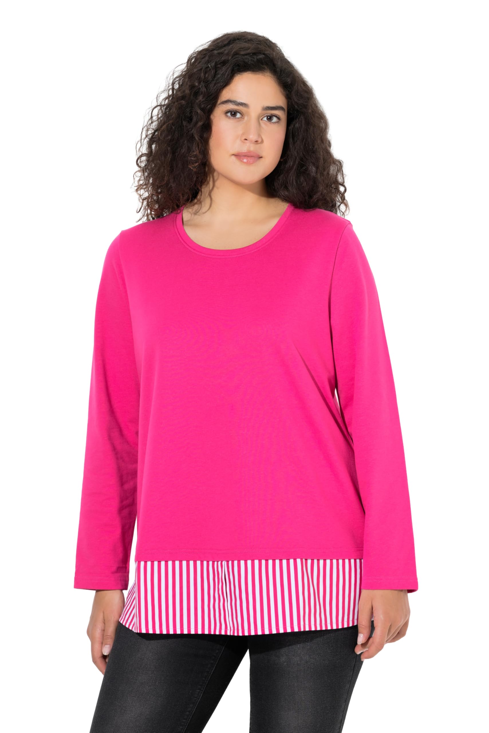 Ulla Popken Damen große Größen Übergrößen Plus Size Sweater, Blusensaum, Rundhals, Langarm 842113