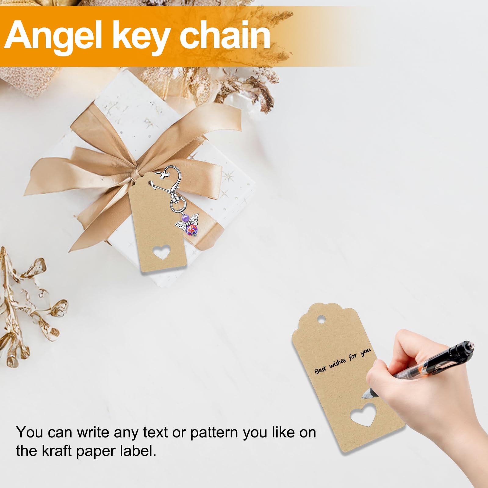 25 PCS Schutzengel Schlüsselanhänger mit Blanko Kraftpapier Anhänger Organza Beutel Schutzengel Anhänger Taufe, Set für Kommunion Gastgeschenke Konfirmation Taufe Geschenk Abschied