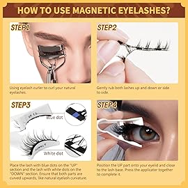 QUEWEL Magnetic Eyelashes Natural Look, 1 Pair Reusable Magnetic Eyelashes with Applicator, No Glue Needed Manga Eyelashes Magnetic Lashes Kit, Easy to Wear and Remove(Magnetic Lashes-D01)
