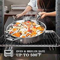 Vista 7 de EWFEN Juego de utensilios de cocina de acero inoxidable, juego de ollas y sartenes de 17 piezas de 3 capas de acero inoxidable, seguro para horno