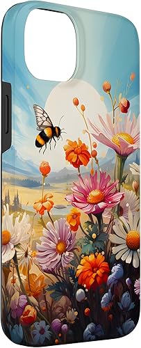 Vista 36 de Funda para iPhone 13 Pro Lively Bee en Sunny Meadow of Wildflowers