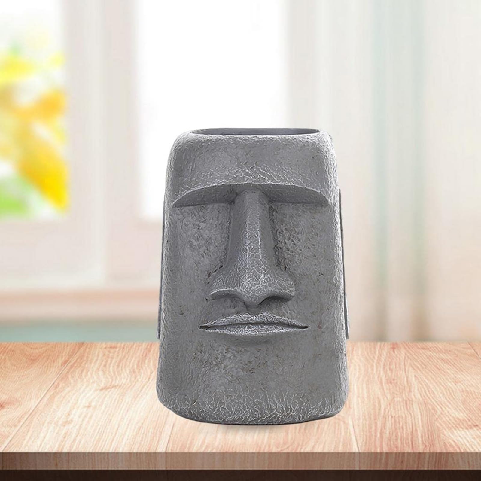 Statua Dell'Isola Di Pasqua, Scultura A Forma Di Testa Di Moai, Decorazione Per La Casa, Per Camera Da Letto, Soggiorno E Decorazioni Da Tavolo(Gray H)