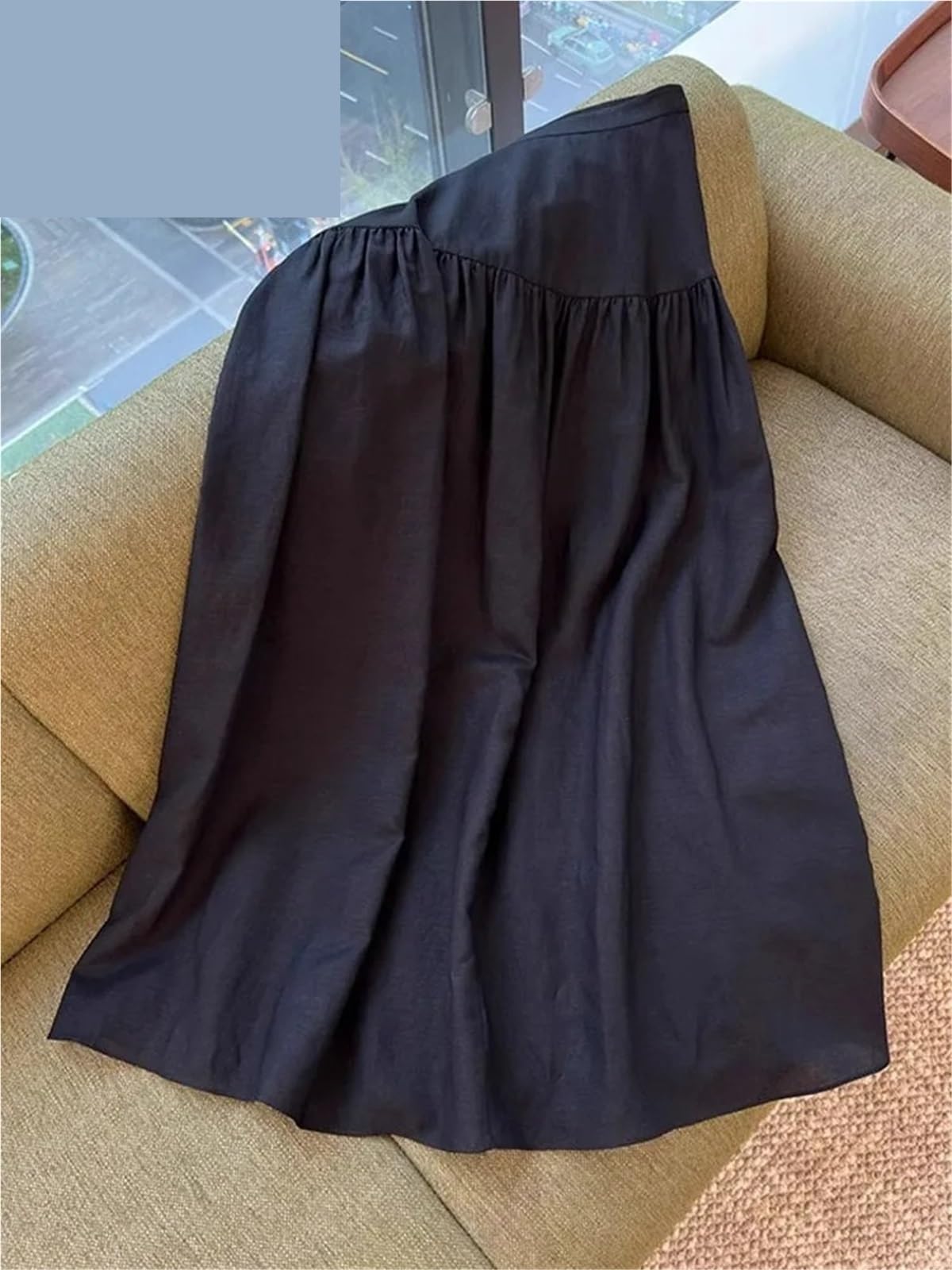 Falda Midi de Mezcla Lino y algodón Cintura Alta for Mujer, Corte en A, Adelgazante, Primavera Verano Conjuntos de Verano