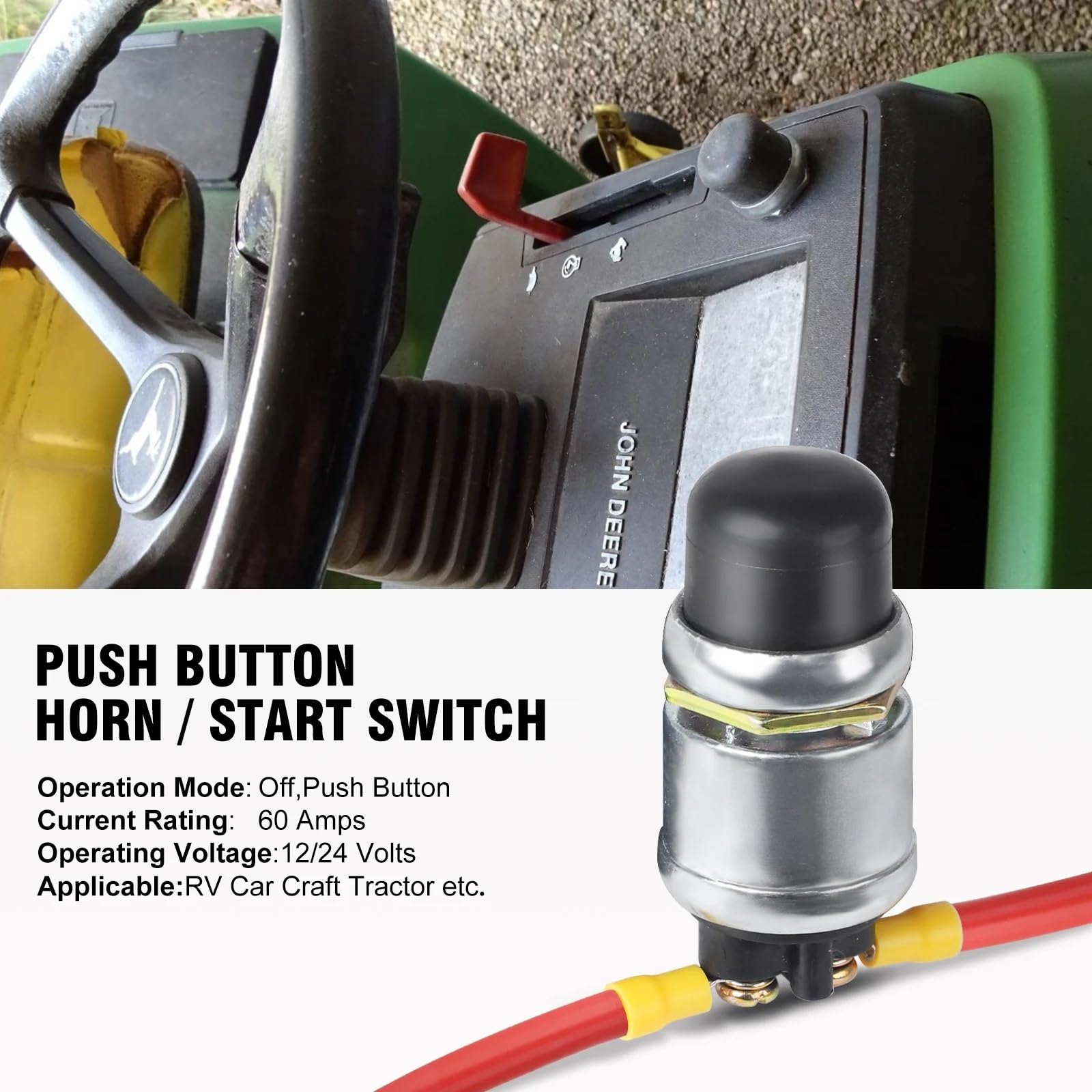 Interruttori di accensione Interruttore di avviamento a pulsante 12V-24V Interruttore di avviamento a pulsante impermeabile 60A per impieghi gravosi adatto per auto e camion(3 PCS)