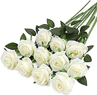 Vista 19 de Rosas artificiales rojas – 16 piezas de rosas artificiales artificiales de seda con tallos para decoración del hogar, boda, hotel, oficina, centro