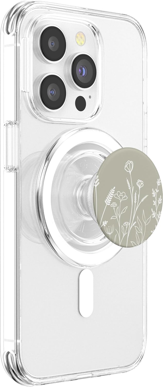 Cute Summer Wildflowers Pattern Pastel Design Floral Beige PopSockets MagSafe PopGrip for iPhone