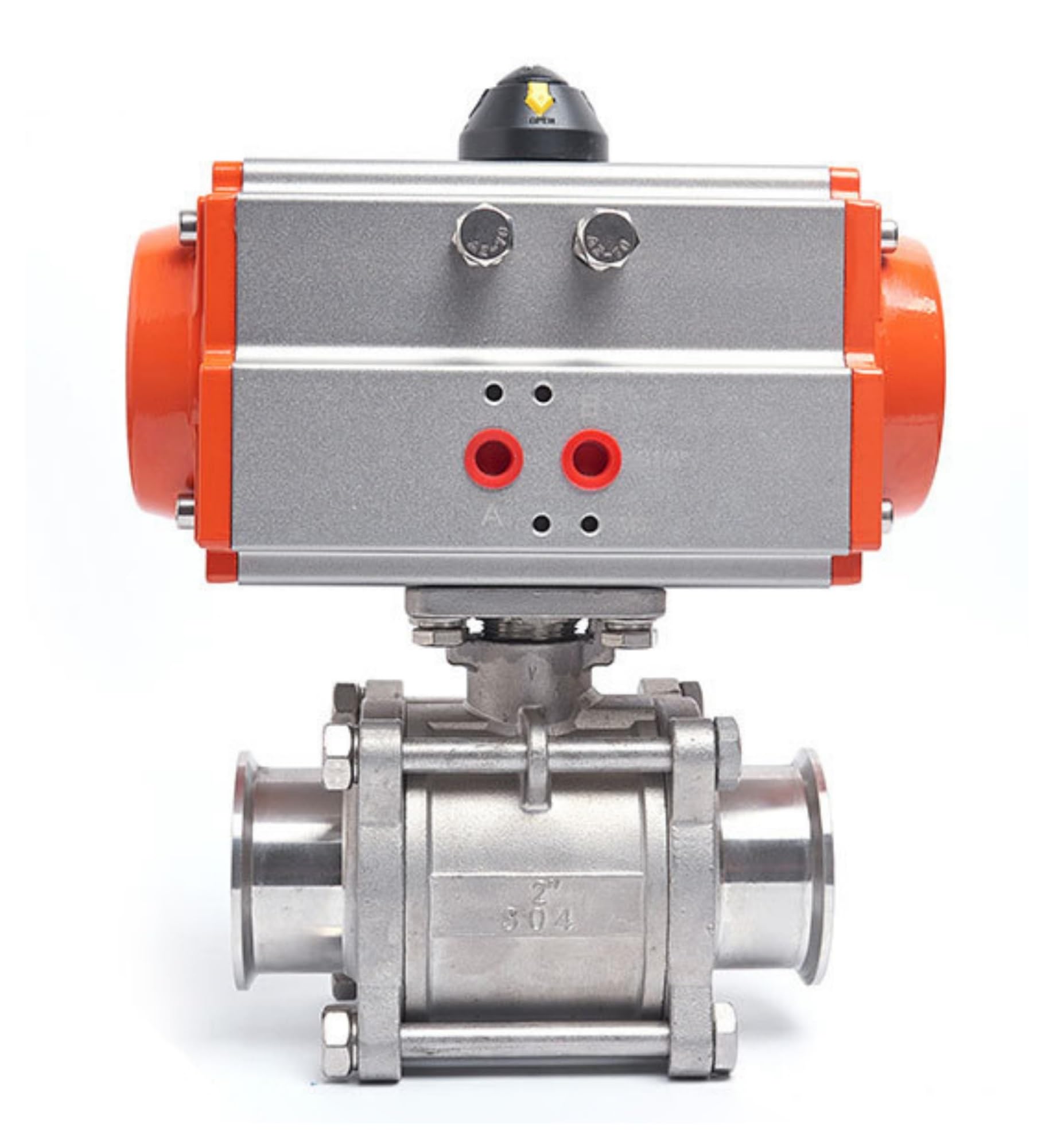 DN15 304 Stainless Steel Ball Valve Three Piece Tri Clamp Type with Double Acting Cylinder Pneumatic Ball Valve
