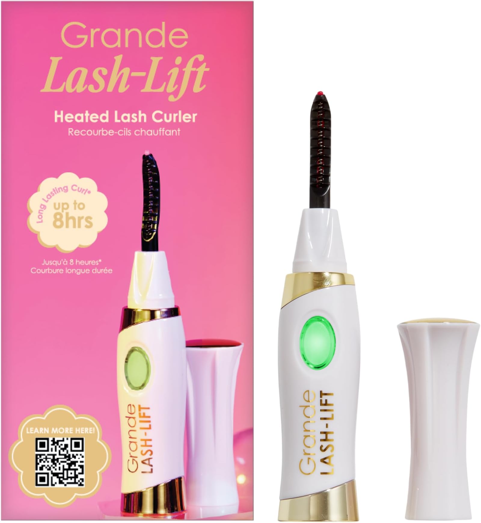 Grande Cosmetics LASH-LIFT Heated Lash Curler, Rechargeable and Travel Friendly, 2 Heat Settings