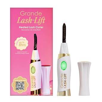 أداة تجعيد الرموش الساخنة LASH-LIFT من Grande Cosmetics - قابلة لإعادة الشحن، ومناسبة للسفر، مع إعدادين للحرارة - بيضاء