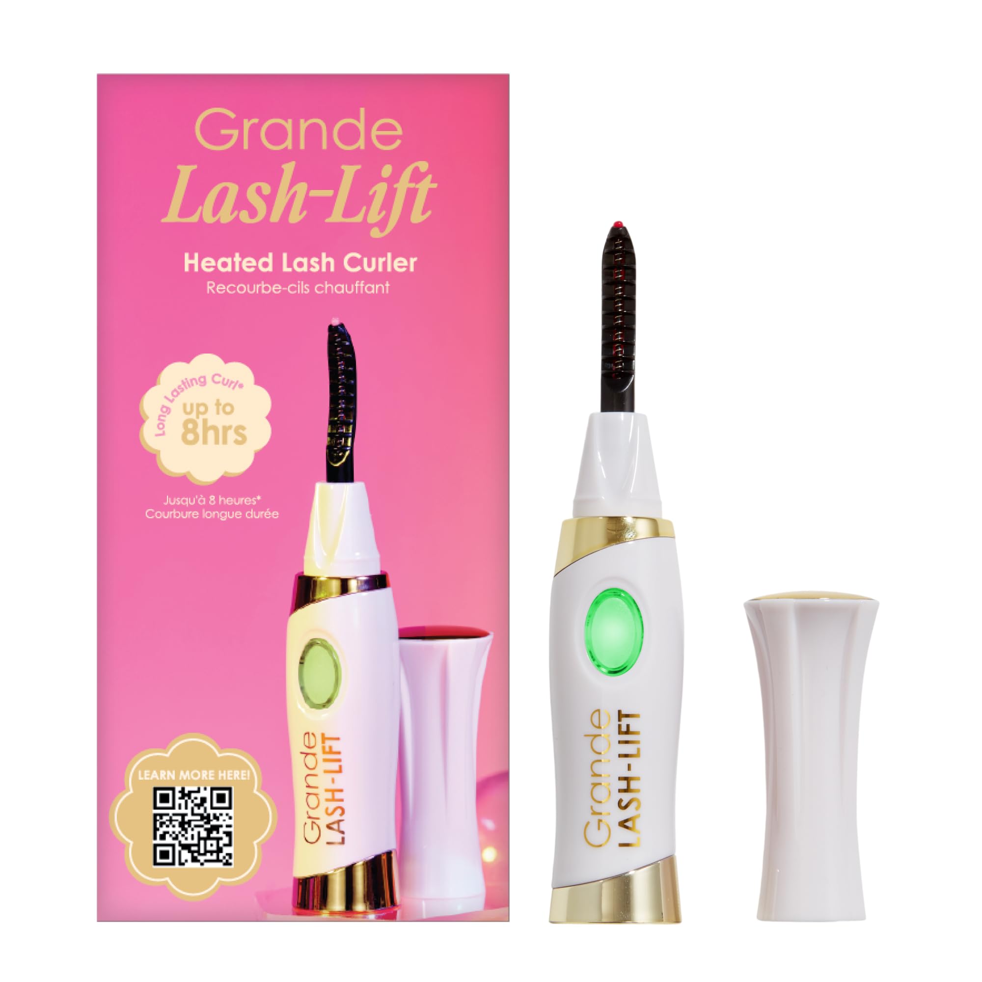 Grande Cosmetics LASH-LIFT Heated Lash Curler, Rechargeable and Travel Friendly, 2 Heat Settings