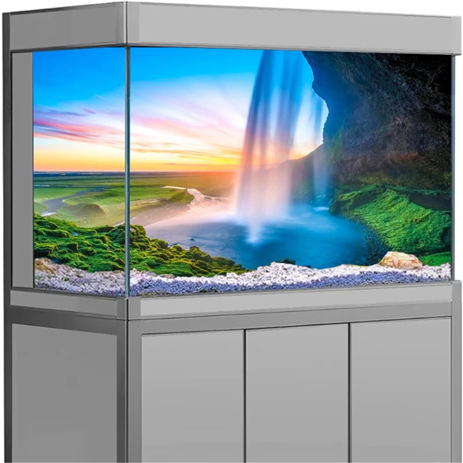 Fond Aquarium Affiche de Fond d'aquarium 3D | Autocollant adhésif en PVC, arrière-plan de cascade d'aquarium, plantes de mer d'océan(WHITE,40x80cm)