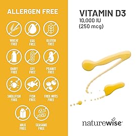 NatureWise Vitamin D3 10,000IU (250 mcg) 90-Day Supply - High Potency for Healthy Immune Support & Muscle Function, Non-GMO, Gluten-Free in Organic Extra Virgin Olive Oil, (Mini Softgel), 90 Count