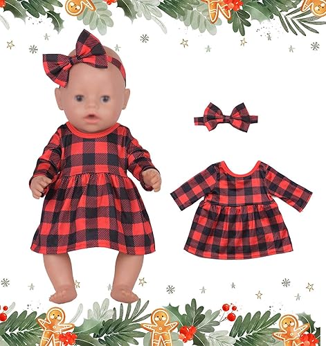 Miniatura 3 de Ropa de muñeca recién nacida, a cuadros, mono, falda tutú, accesorios de muñeca para muñecas de 15 pulgadas, 16 pulgadas, 18 pulgadas