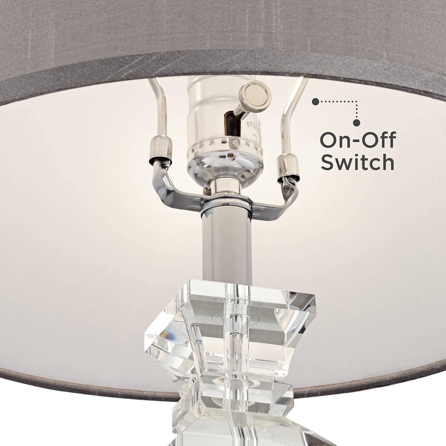 Vienna Full Spectrum Sherry Traditional Glam Luxury Table Lamp 25" High Clear Crystal Body Gray Tapered Drum Shade Decor for Living Room Bedroom House Bedside Nightstand Home Office Entryway Reading