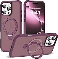 Vista 120 de Funda de grado militar compatible con iPhone 14 Plus de 6.7 pulgadas, con soporte magnético invisible tipo anillo, compatible con MagSafe y gran