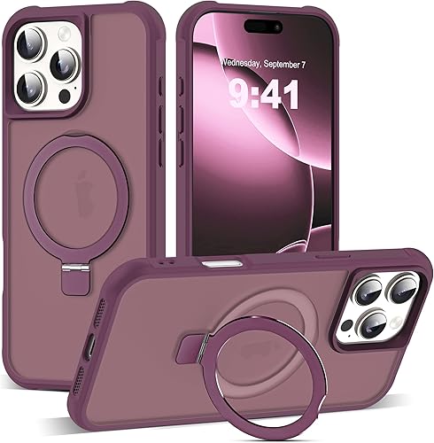 Miniatura 120 de Funda de grado militar compatible con iPhone 14 Plus de 6.7 pulgadas, con soporte magnético invisible tipo anillo, compatible con MagSafe y gran