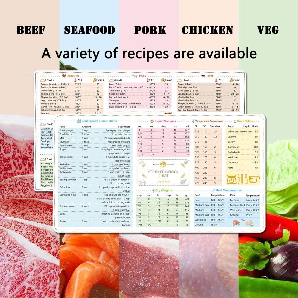 2 Pack Magnetic Cheat Sheets Cookbook Cooker Compatible with Air Fryer Cooking Times Quick Reference Guide Air Fryer Accessories 6''x11'': Home & Kitchen