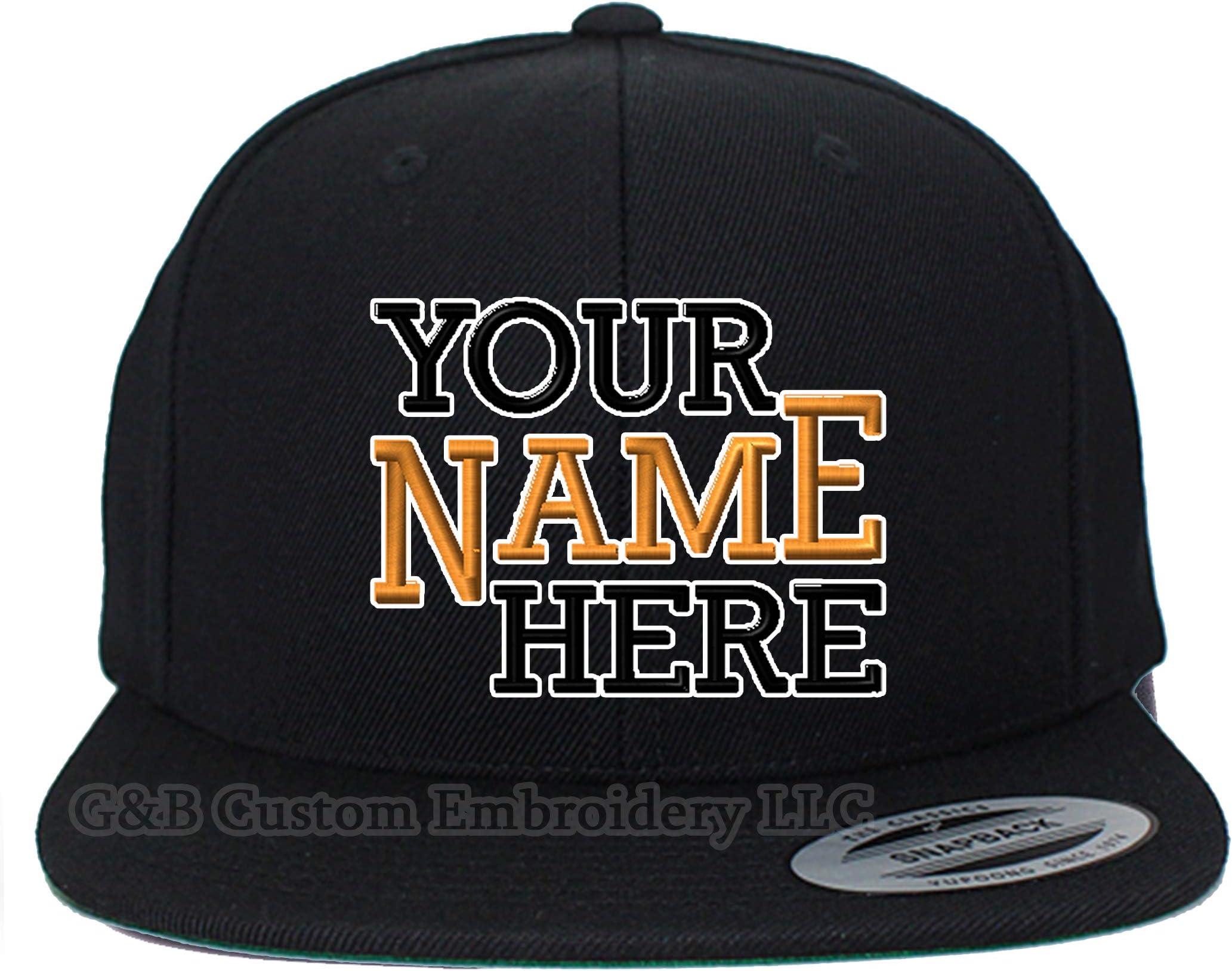 Yupoong Custom Hat. 6089M Snapback. Embroidered. Place Your Own Text or Company Name (Black)