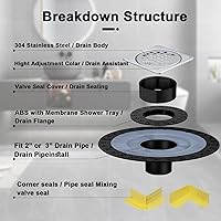 Vista 3 de Kit de brida para desagüe de ducha compatible con desagüe de ducha Schluter Systems kerdi, con brida vertical ABS de 2 pulgadas, tubo de plástico