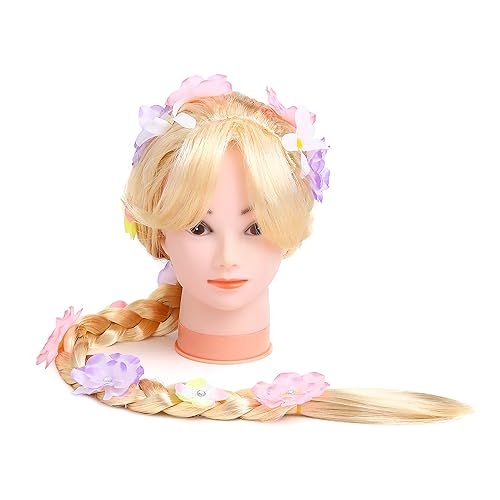 Miniatura 3 de Peluca de cabello Rapunzel enredado para niños, peluca larga rubia para niños, peluca de disfraz de princesa para niñas, Halloween, Navidad,