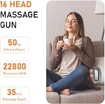 16 Head Massage Gun Deep Tissue Massager, Portable Back Massager with 3 Modes & 30 Intensities, 16-Head Wide Coverage, 22800rpm/min, 50kg Deep Pressure, for Neck, Back, Shoulders, Legs (Light Gray)
