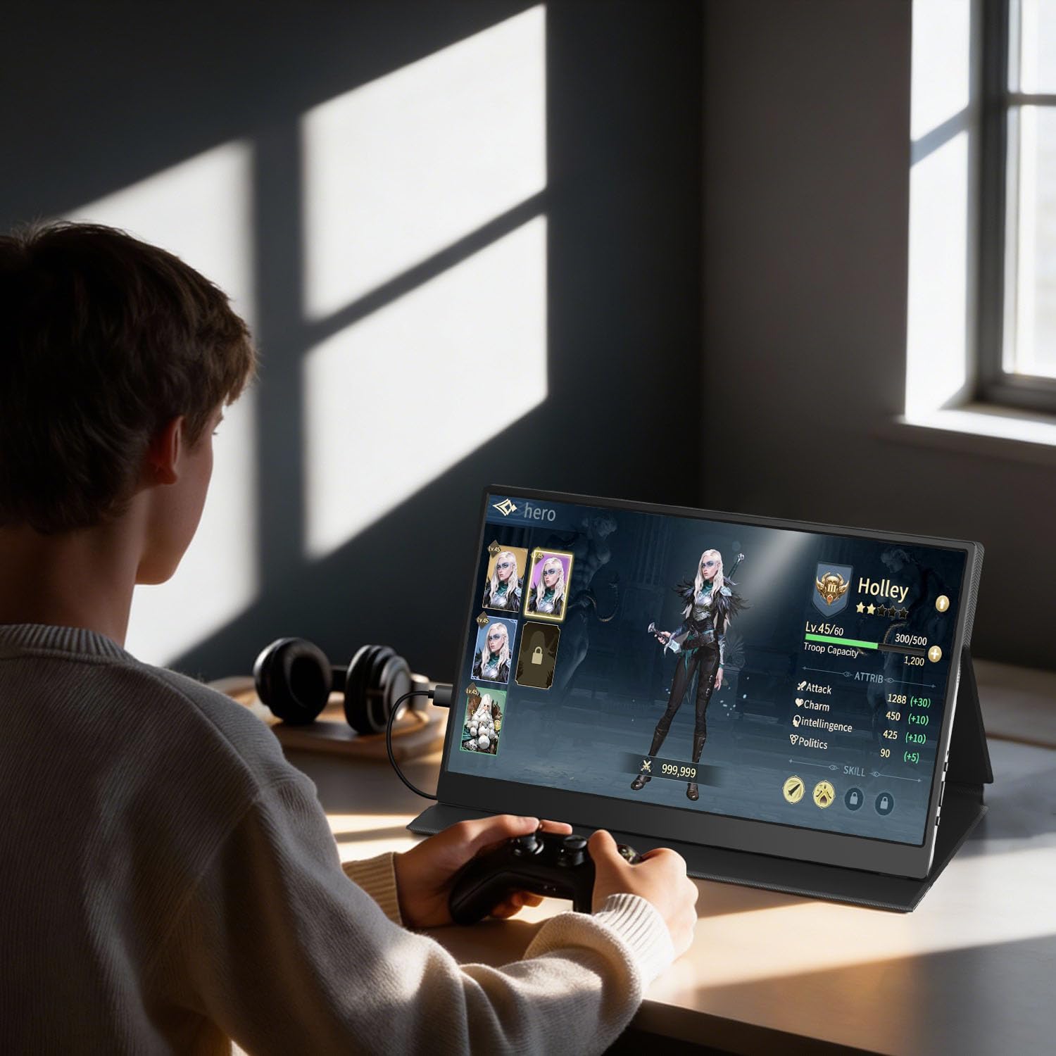 Portable Monitor 15.6" 1080P FHD USB-C HDMI, Ultra-Slim IPS Gaming Display, HDR Plug & Play, Premium Smart Cover & Screen Protector, Dual Speakers, Extended Monitor for Laptop PC MAC PS4 Xbox