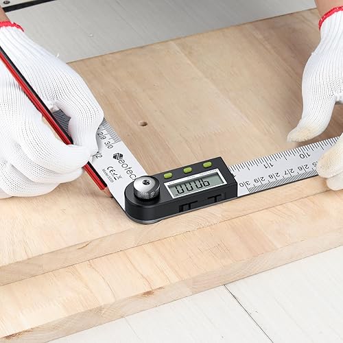Miniatura 8 de Neoteck Regla transportadora de buscador de ángulo digital de acero inoxidable de 12 pulgadas11.8 in con función de retención de datos para