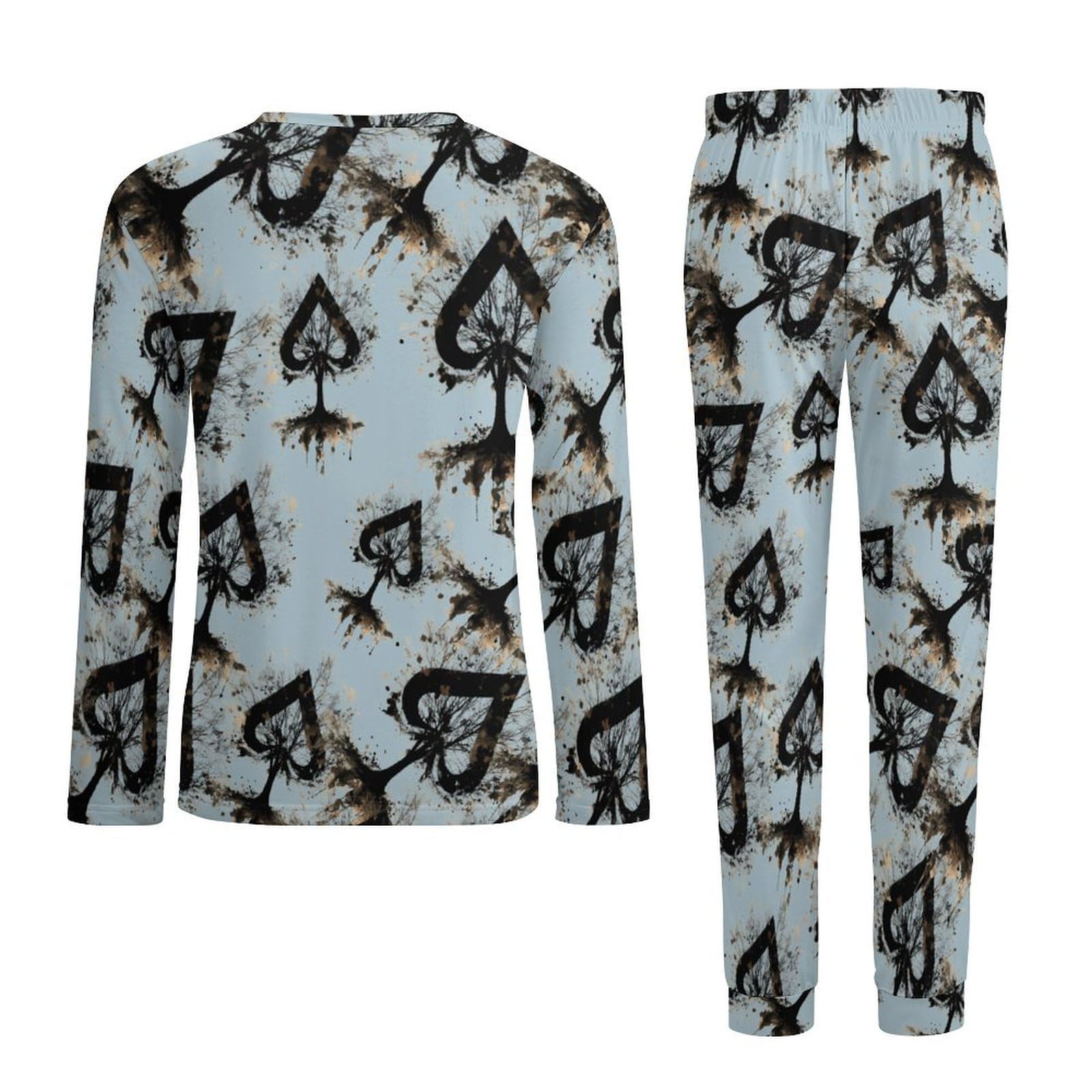 Juego de pijama para hombre de 2 piezas con cuello redondo y manga larga, suave parte superior e inferior transpirable para todas las estaciones