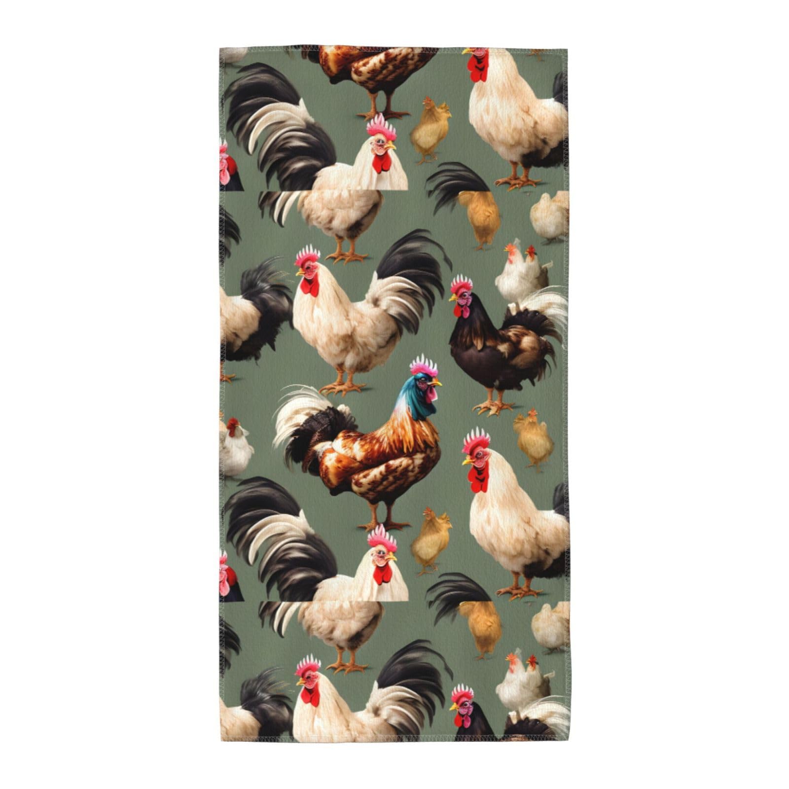 Oazcvbnn Unisex Black Chicken And Rooster Print Print Extra Long Beach Towel Soft Comfortable Quick-Dry Gym Hiking Picnics Swimming
