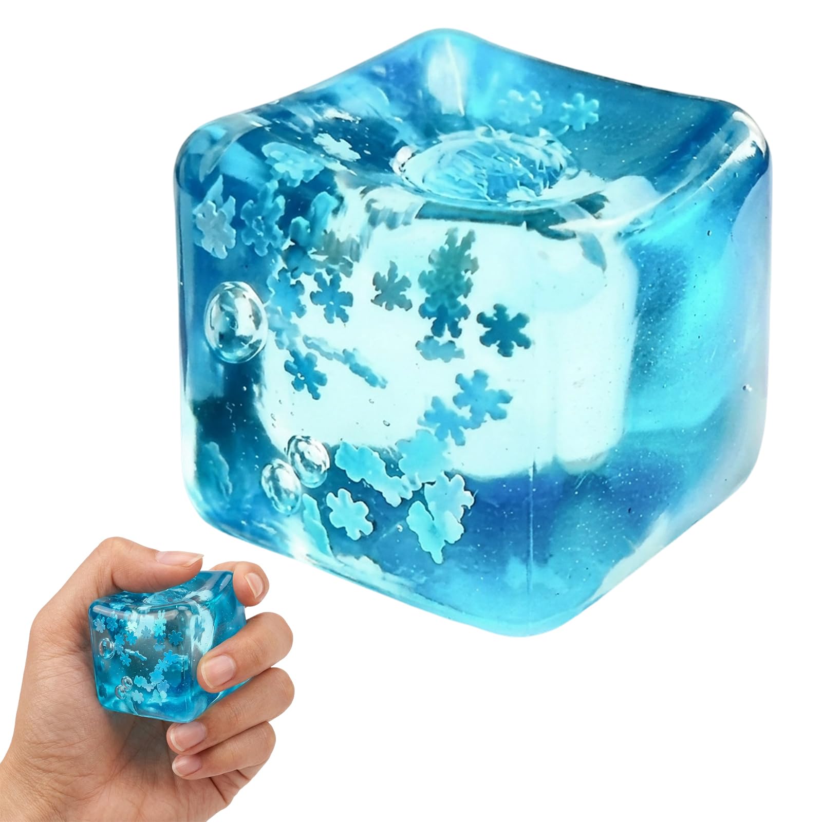 Stress Cube, Cube Squishy for Adult Anxiety Relief, Sensory Cube Desk Decor for Office and Travel, Squishy Cube for Focus and Relaxation (blue)