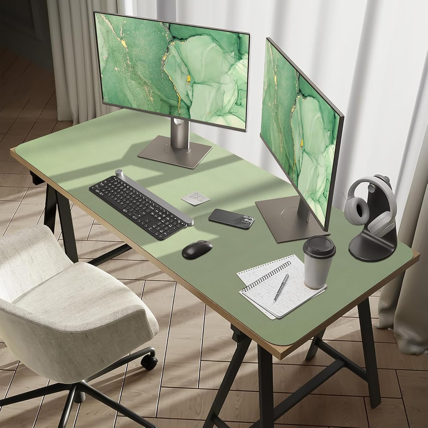 Bloss Extra große Schreibtischunterlage, 139,7 x 61 cm, wasserdichte Schreibtischunterlage, PU-Leder, Computer-Schreibtischunterlage, rutschfester Schminktisch-Schutz für Zuhause, Büro und Dekoration
