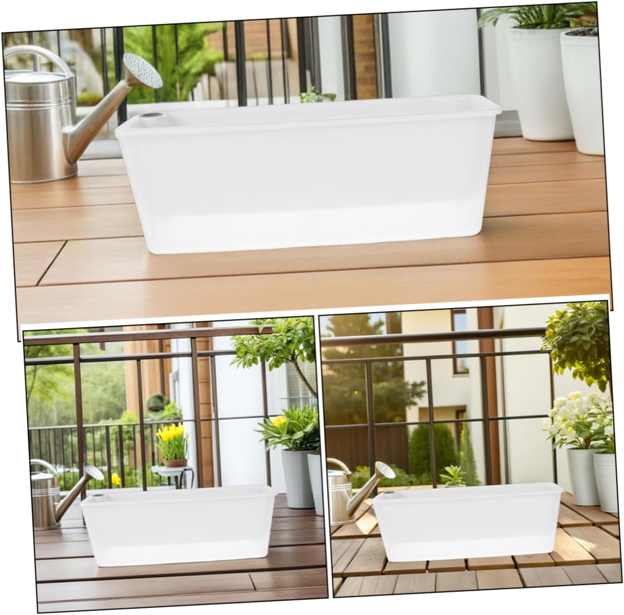 2Pcs Self Watering Rectangular Planters Weatherproof Window Flower Box for Scallions Vegetables Compact Design for Durable Plastic Planter