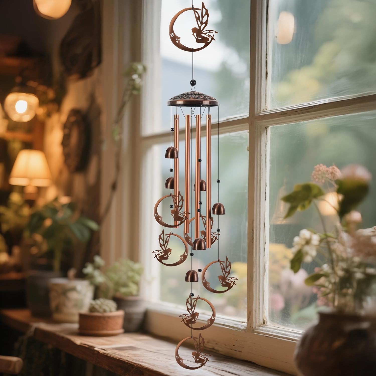 Fairy Wind Chimes for Outside, Metal Wind Chimes Outdoor with 4 Aluminum Tubes Metal Windchimes with S Hook Memorial Windchimes Hanging Garden Decor for Home, Patio, Birthday Gifts Memorial Gift