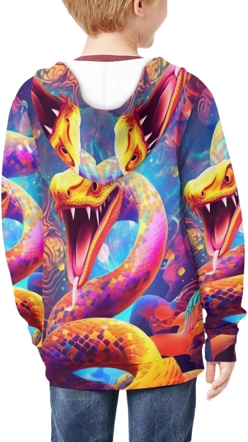 Cool Graphic Animal Hoodies for Boys Casual Daily Basic Zip Up Hoodie with Pocket - Image 4
