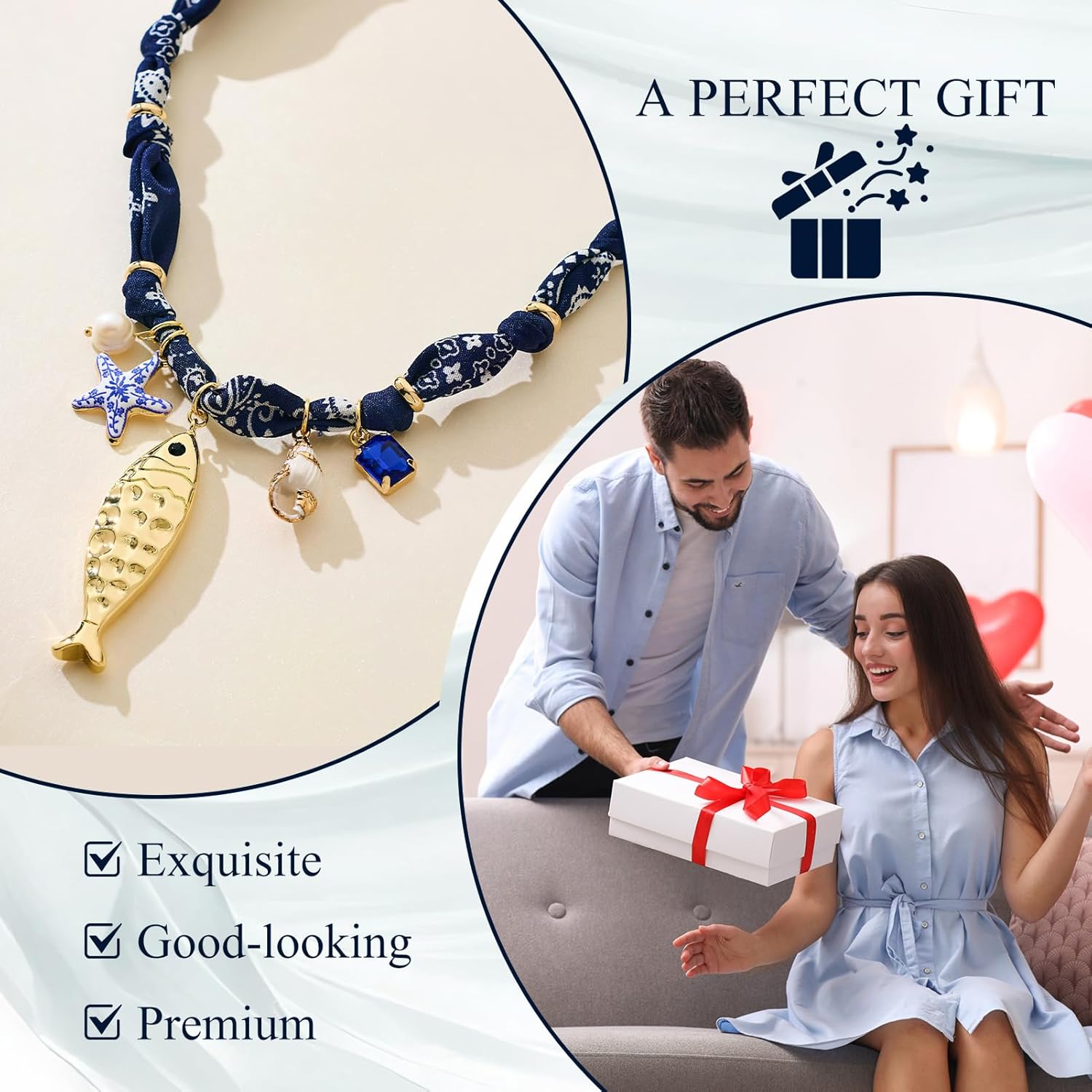 Scarf Necklace with Charm for Women,Fashion Bandana Necklace,Bandana Necklaces with Charms,for Women Costume Accessories Gift - Image 7