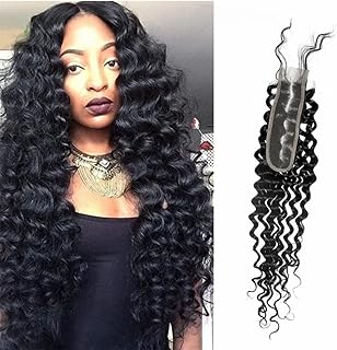 Brazilian Deep Wave 2x6 Lace Closure 100% Unprocessed Human Virgin Hair Deep Curly Closure Pre-Plucked Hairline Loose Deep Closure With Baby Hair (14inch, 2x6 deep wave closure)