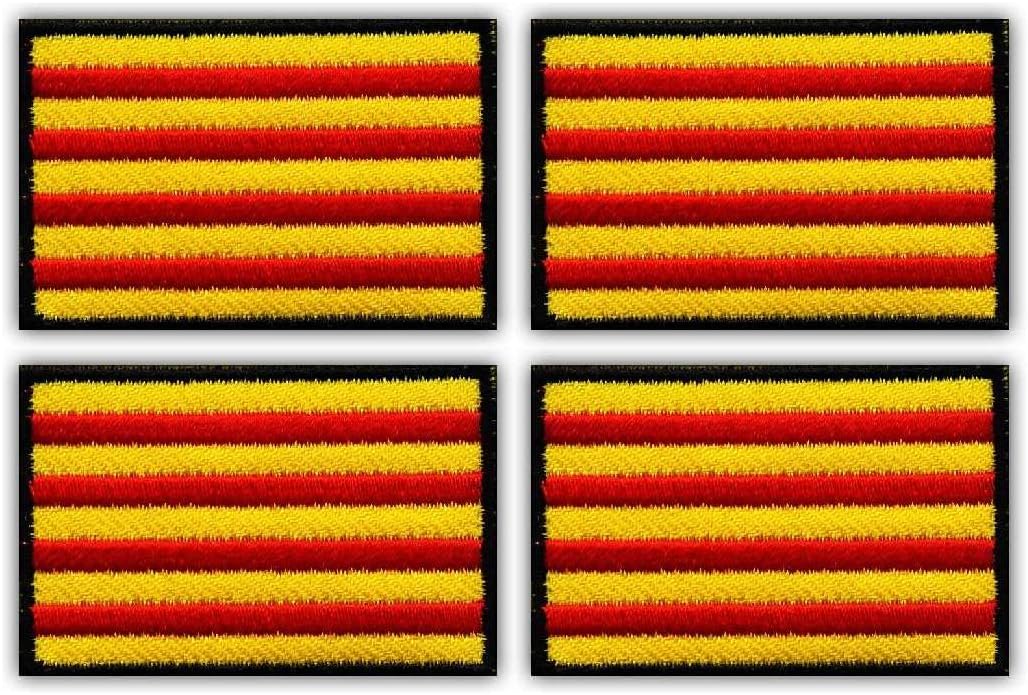 Set of Four - Patchion Flag of Catalonia/Senyera - Iron-on/Heat Seal Backing - Embroidered Patch/Badge/Emblem