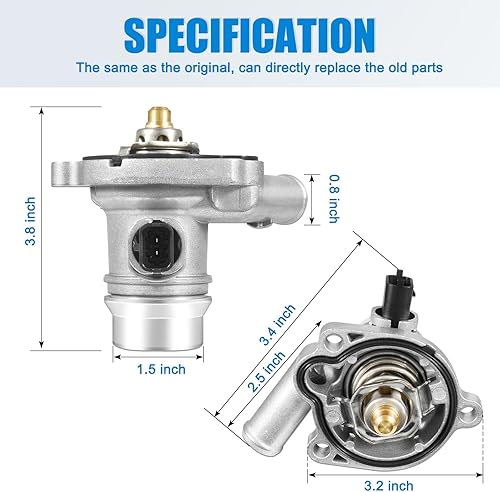 Miniatura 4 de 902-808 - Conjunto de carcasa de termostato de refrigerante de aluminio compatible con Chevy Trax Sonic 13-20, Cruze 11-16, Buick Encore 13-20 - L4