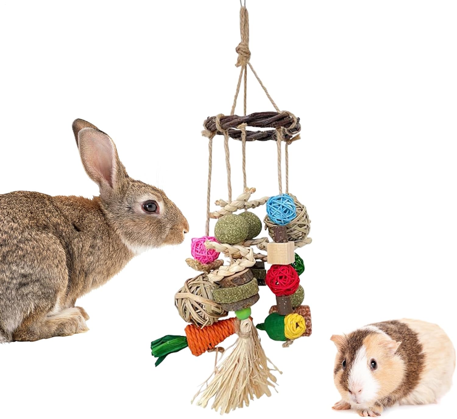 Rrlihjgu Nagetierspielzeug für Hamster | Natürliches Nagetierspielzeug gegen Langeweile bei Kaninchen – Kausnack für Eichhörnchen, Frettchen, Chinchilla und Kleintiere