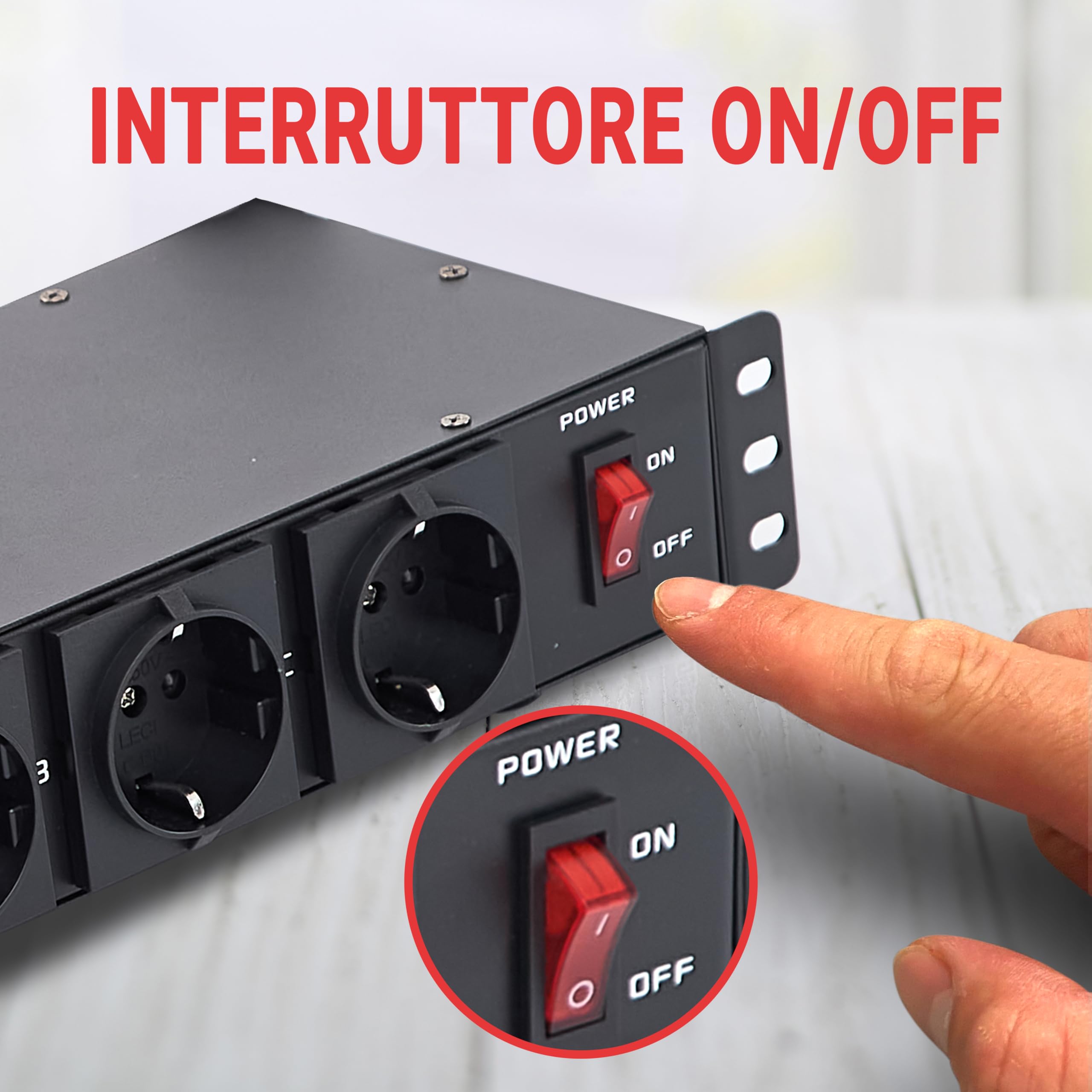Pyle Multipresa Rack 1U da 48,26 cm con 12 Prese, Distribuzione Elettrica Affidabile per Studio, Ufficio e Montaggio su Rack