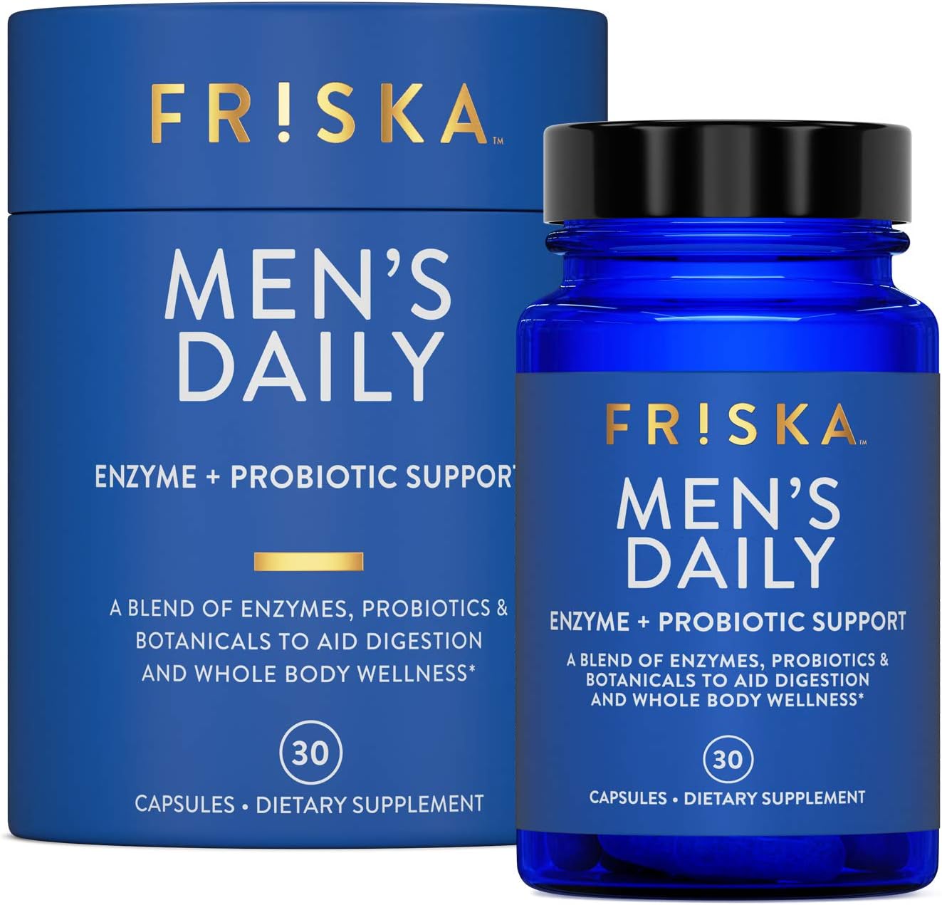FRISKA Men’s Daily Digestive Enzyme and Probiotics Supplement, Natural Support for Male Digestive Health, Bloating, Gas, Indigestion Relief, Supports Gut Health, Lactase and B-Vitamins, 30 Capsules FRISKA Men’s Daily Digestive Enzyme and Probiotics Supplement, Natural Support for Male Digestive Health, Bloating, Gas, Indigestion Relief, Supports Gut Health, Lactase and B-Vitamins, 30 Capsules
