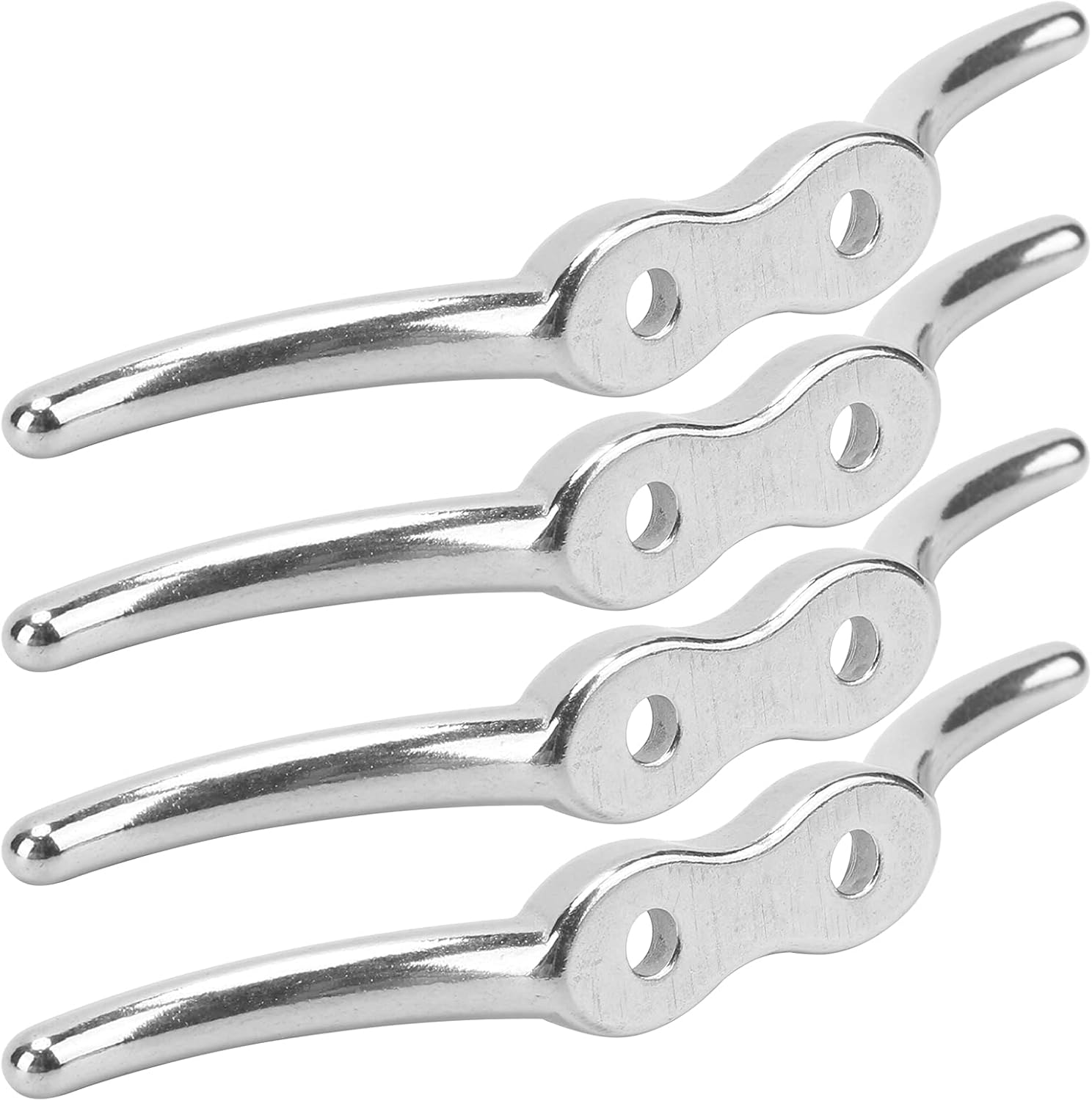 VGEBY Rope Cleat Hook, 4in Stainless Steel Boat Rope Cleats Hook Flagpole Rope Cleats with Mounting Screw for Flagpoles, Boats, Awnings, Tarps Stainless Steel Rope Cleat