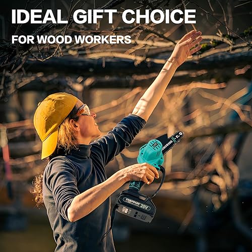 Miniatura 9 de COMOWARE Mini motosierra inalámbrica, sierra de mano portátil de 6 pulgadas, 2 baterías de 2.0 Ah, corte rápido para ramas de árboles, proyectos de